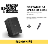 Hire portable speaker Bose S1 pro with Mic - Alpha Sound and Lighting