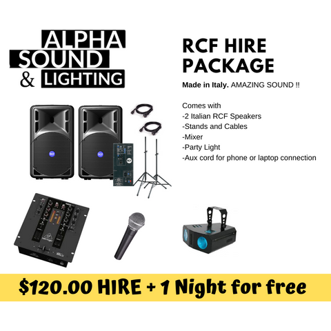RCF Speaker Hire Package - Alpha Sound and Lighting